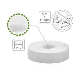 AMIG - Ruban adhésif à deux côtés 513 - 5 m x 19 mm - Blanc