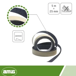 AMIG - Ruban antidérapant 612 - 5 m x 25 mm - Noir