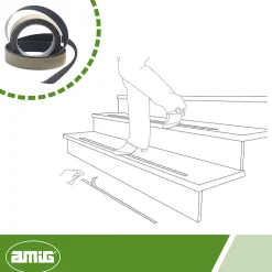 AMIG - Ruban antidérapant 612 - 5 m x 25 mm - Noir