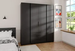 Armoire à 4 portes avec 3 tiroirs 200 cm KAJA noir