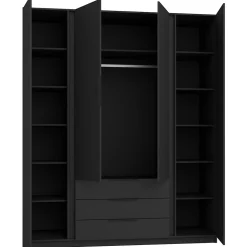 Armoire à 4 portes avec 3 tiroirs 200 cm KAJA noir