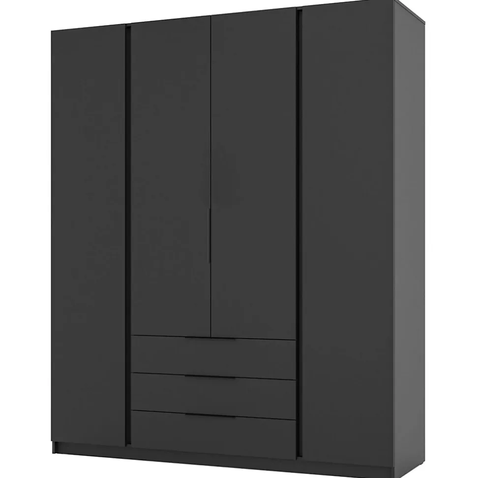 Armoire à 4 portes avec 3 tiroirs 200 cm KAJA noir