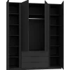 Armoire à 4 portes avec lamelles et 3 tiroirs 200 cm KAJA chêne evoke