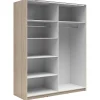 Armoire à 2 portes coulissante coloris Chêne sonoma/Blanc brillant - Longueur 153,5 x Profondeur 60 x Hauteur 195,5 cm