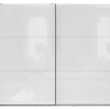 Armoire à 2 portes coulissante coloris Blanc brillant - Longueur 220 x Profondeur 60 x Hauteur 195,5 cm