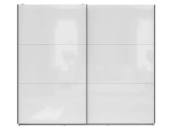 Armoire à 2 portes coulissante coloris Blanc brillant - Longueur 220 x Profondeur 60 x Hauteur 195,5 cm
