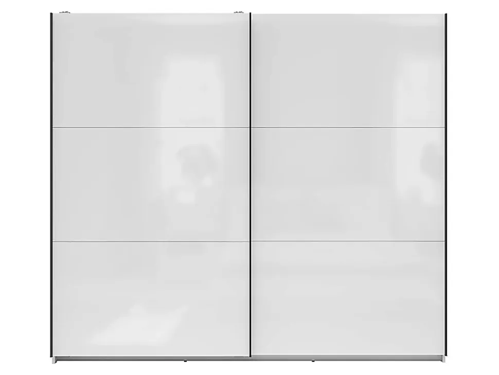Armoire à 2 portes coulissante coloris Blanc brillant - Longueur 220 x Profondeur 60 x Hauteur 195,5 cm