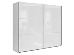 Armoire à 2 portes coulissante coloris Blanc brillant - Longueur 220 x Profondeur 60 x Hauteur 195,5 cm