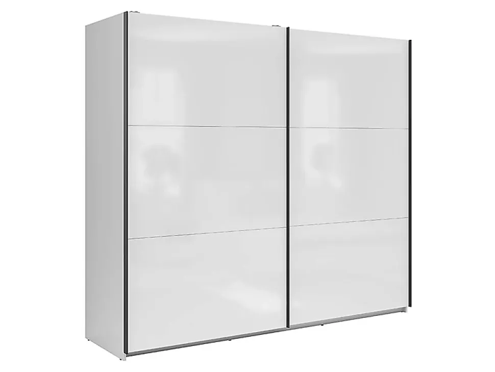 Armoire à 2 portes coulissante coloris Blanc brillant - Longueur 220 x Profondeur 60 x Hauteur 195,5 cm
