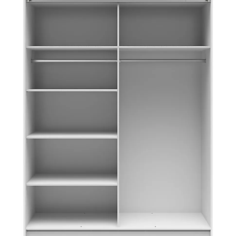 Armoire à 2 portes coulissante coloris Blanc brillant/Chêne wotan - Longueur 153,5 x Profondeur 60 x Hauteur 195,5 cm