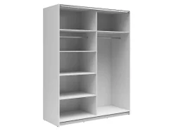 Armoire à 2 portes coulissante coloris Blanc brillant/Chêne sonoma - Longueur 153,5 x Profondeur 60 x Hauteur 195,5 cm