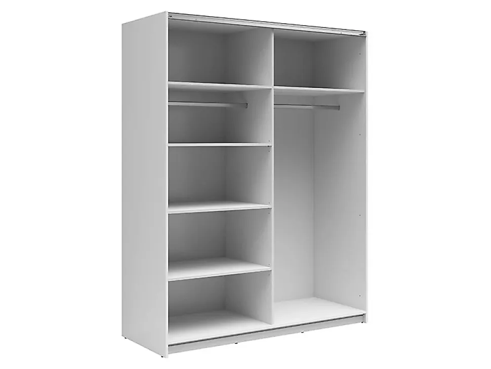 Armoire à 2 portes coulissante coloris Blanc brillant/Chêne sonoma - Longueur 153,5 x Profondeur 60 x Hauteur 195,5 cm