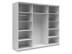 Armoire à 2 portes coulissante coloris Blanc brillant/Chêne wotan - Longueur 220 x Profondeur 60 x Hauteur 195,5 cm