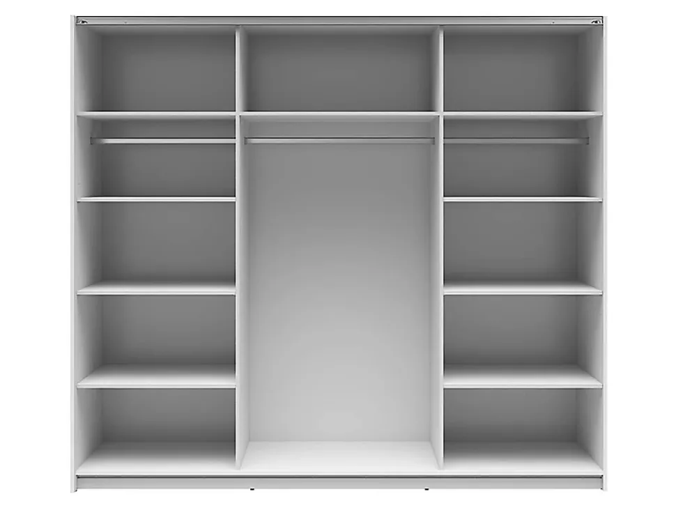 Armoire à 2 portes coulissante coloris Blanc brillant/Chêne wotan - Longueur 220 x Profondeur 60 x Hauteur 195,5 cm