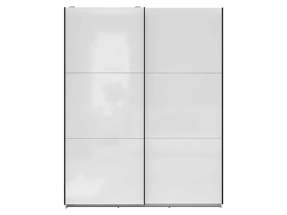 Armoire à 2 portes coulissante coloris Blanc brillant - Longueur 153,5 x Profondeur 60 x Hauteur 195,5 cm