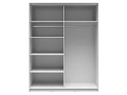 Armoire à 2 portes coulissante coloris Blanc brillant - Longueur 153,5 x Profondeur 60 x Hauteur 195,5 cm