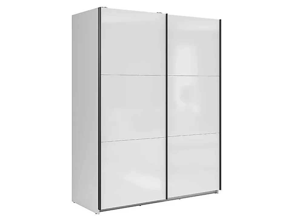 Armoire à 2 portes coulissante coloris Blanc brillant - Longueur 153,5 x Profondeur 60 x Hauteur 195,5 cm