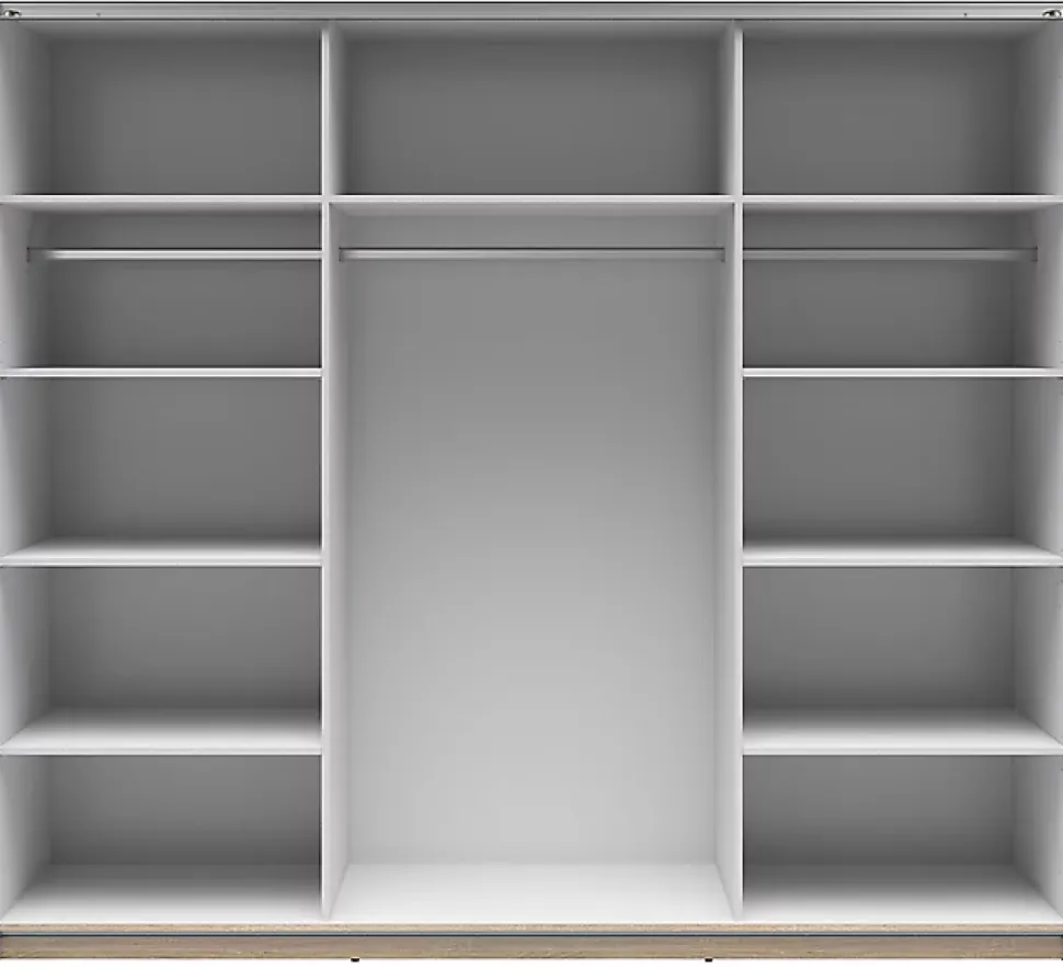 Armoire à 2 portes coulissante coloris chêne Sonoma/Blanc brillant - Longueur 220 x Profondeur 60 x Hauteur 195,5 cm