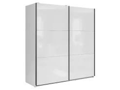 Armoire à 2 portes coulissante coloris Blanc brillant - Longueur 183 x Profondeur 60 x Hauteur 195,5 cm