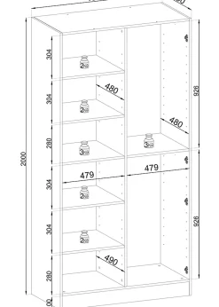Armoire : Beige Sable, 200 x 200 x 51 cm