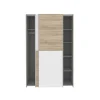 Armoire - Blanc mat et decor chene - 2 portes coulissantes - L 120 x P 61,2 x H 190,5 cm - OZZULA