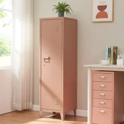 Armoire à casier Kurikka métallique vérouillable 137 x 38 x 38 cm brun clair en.casa