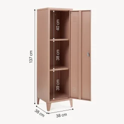 Armoire à casier Kurikka métallique vérouillable 137 x 38 x 38 cm brun clair en.casa