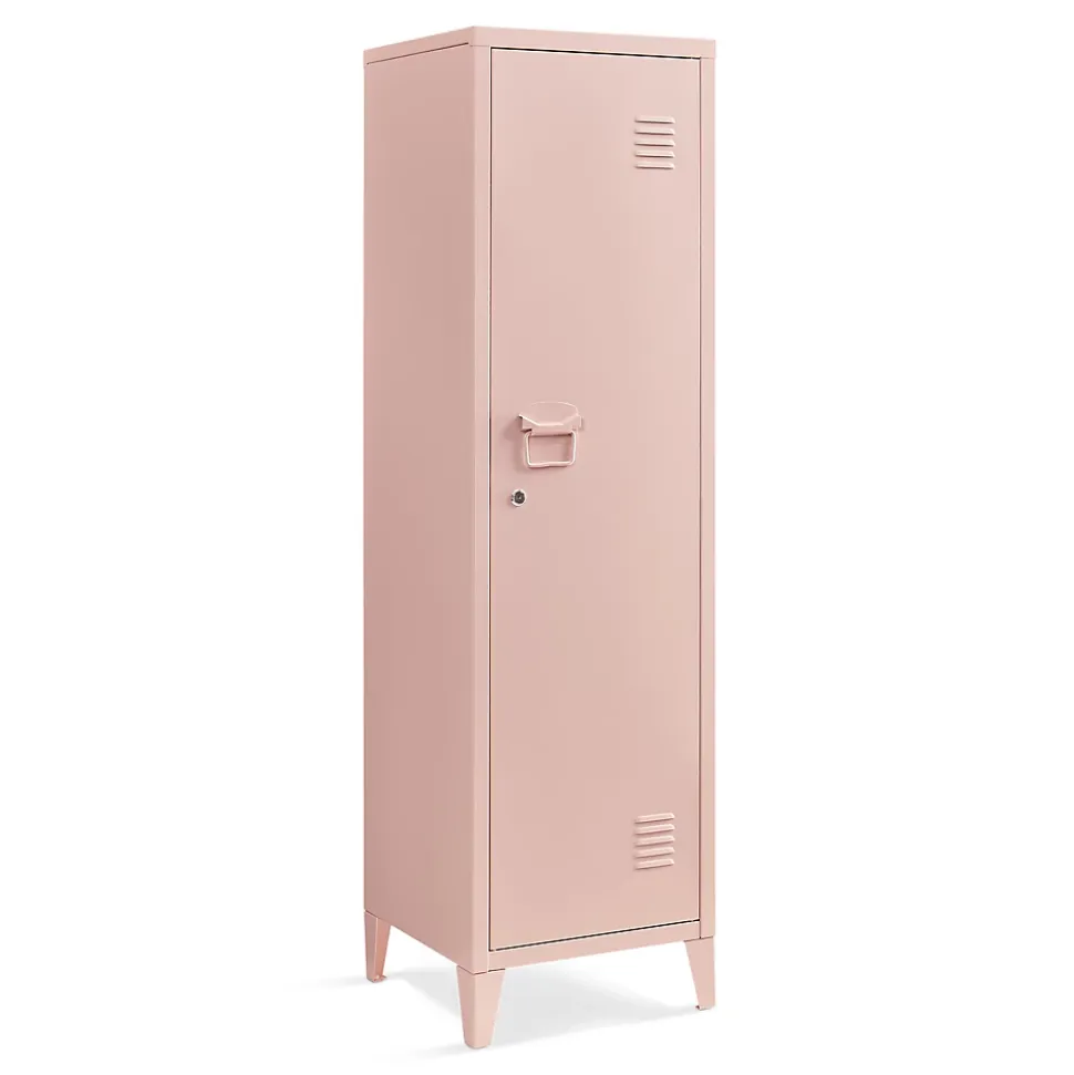 Armoire à casier Kurikka métallique vérouillable 137 x 38 x 38 cm beige pêche en.casa