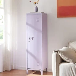 Armoire à casier Kurikka métallique vérouillable 137 x 38 x 38 cm violet clair en.casa