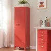 Armoire à casier Kurikka métallique vérouillable 137 x 38 x 38 cm rouge en.casa