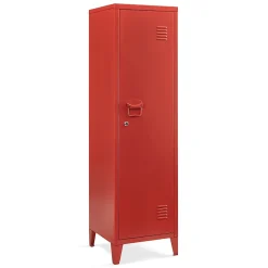 Armoire à casier Kurikka métallique vérouillable 137 x 38 x 38 cm rouge en.casa