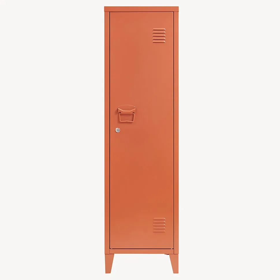 Armoire à casier Kurikka métallique vérouillable 137 x 38 x 38 cm rouge brique en.casa