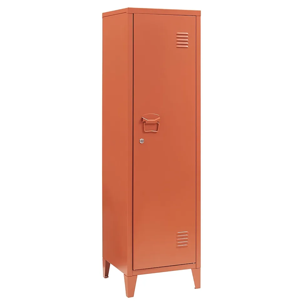 Armoire à casier Kurikka métallique vérouillable 137 x 38 x 38 cm rouge brique en.casa