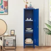 Armoire à casier Kurikka métallique vérouillable 137 x 38 x 38 cm bleu en.casa
