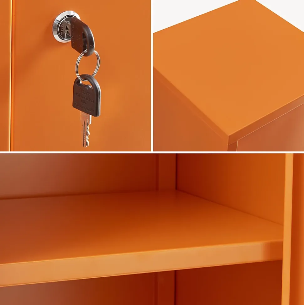 Armoire à casier Kurikka métallique vérouillable 137 x 38 x 38 cm orange en.casa
