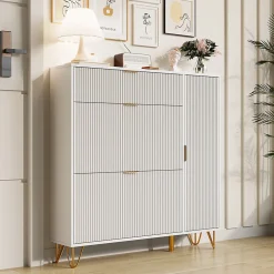 Armoire à chaussures à 2 tiroirs, armoire à chaussures étroites cachées indépendante pour couloir, entrée, salon