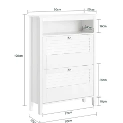 Armoire à Chaussures 2 Abattants Meuble d'entrée Coffre, FSR152-W, SoBuy