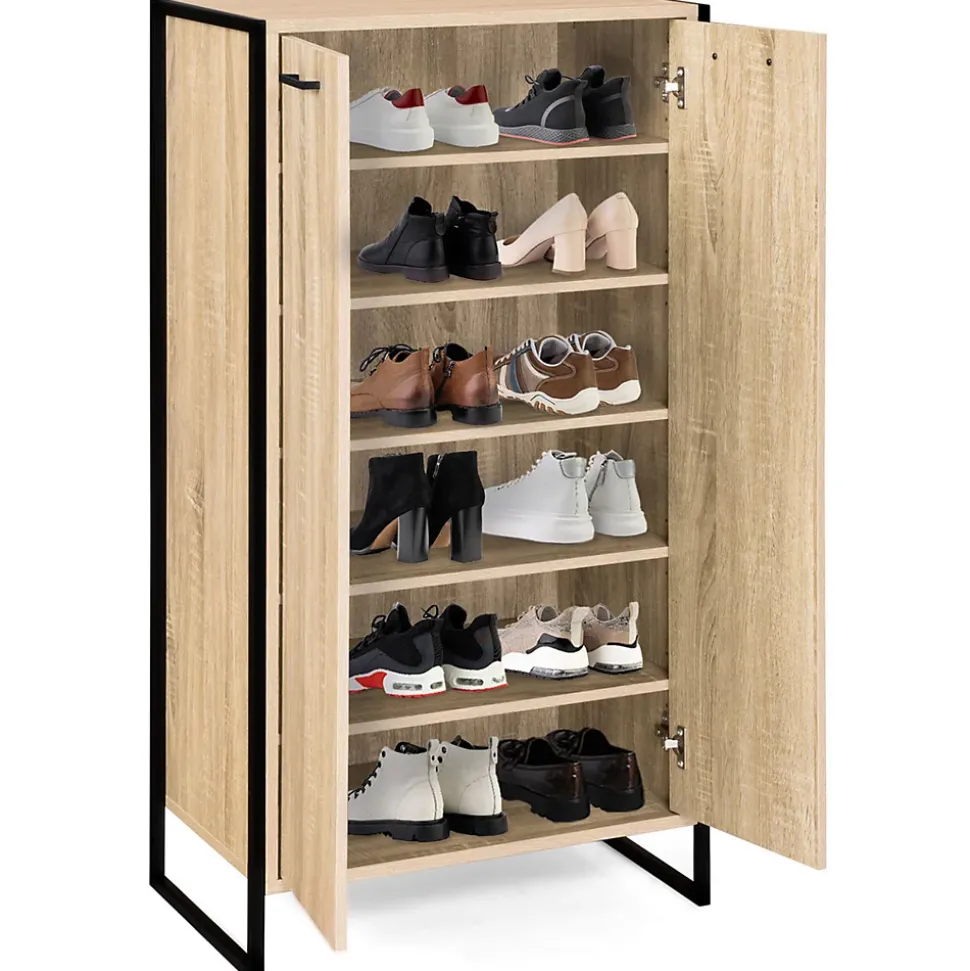 Armoire à chaussures 18 paires LUIS 2 portes design industriel