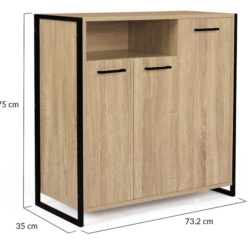 Armoire à chaussures 18 paires LUIS 3 portes avec niche design industriel