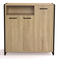 Armoire à chaussures 18 paires LUIS 3 portes avec niche design industriel