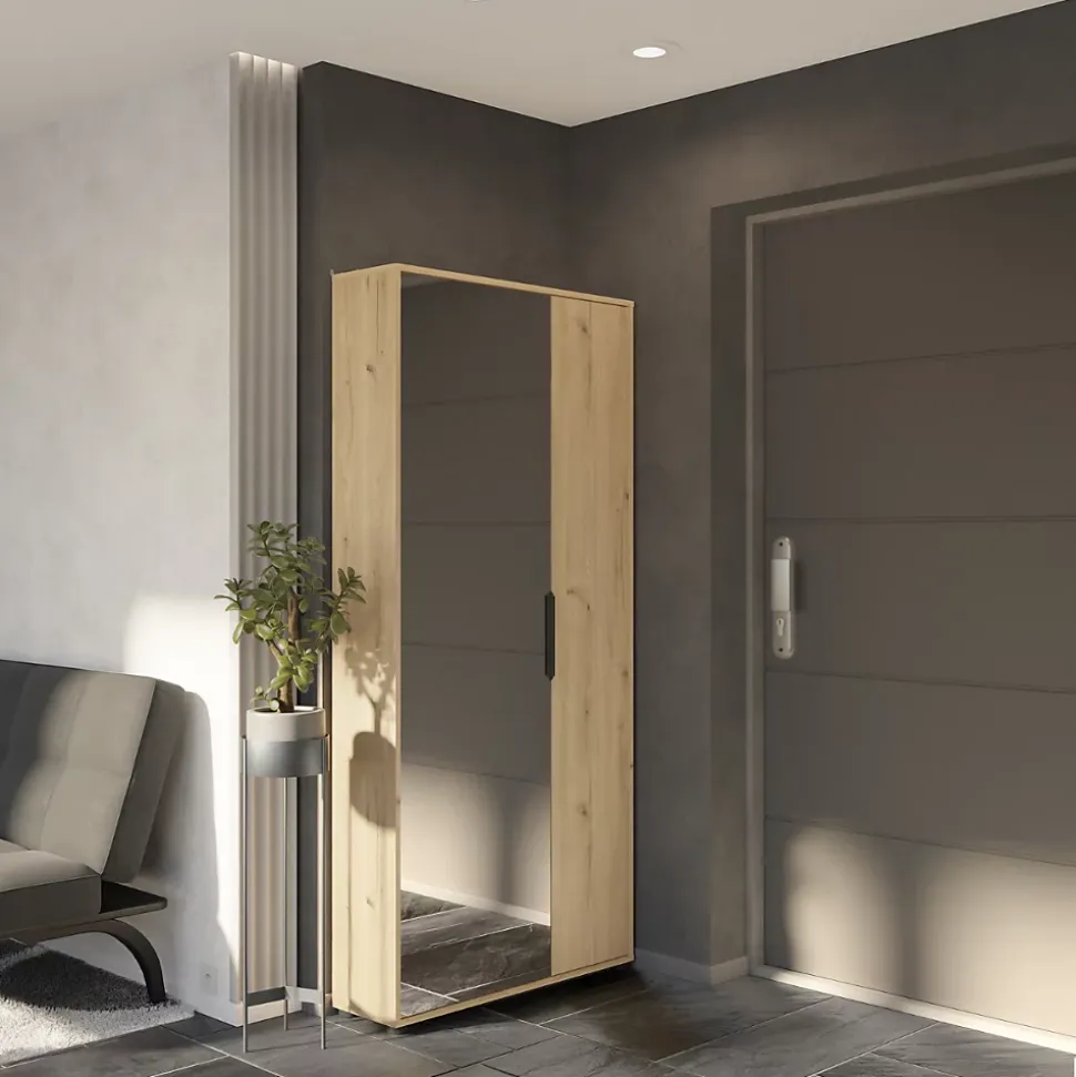 Armoire à chaussures 2 portes et 1 miroir L82,8 cm - EBONY