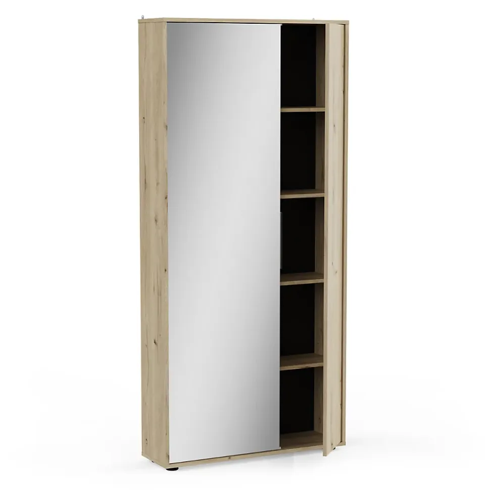 Armoire à chaussures 2 portes et 1 miroir L82,8 cm - EBONY