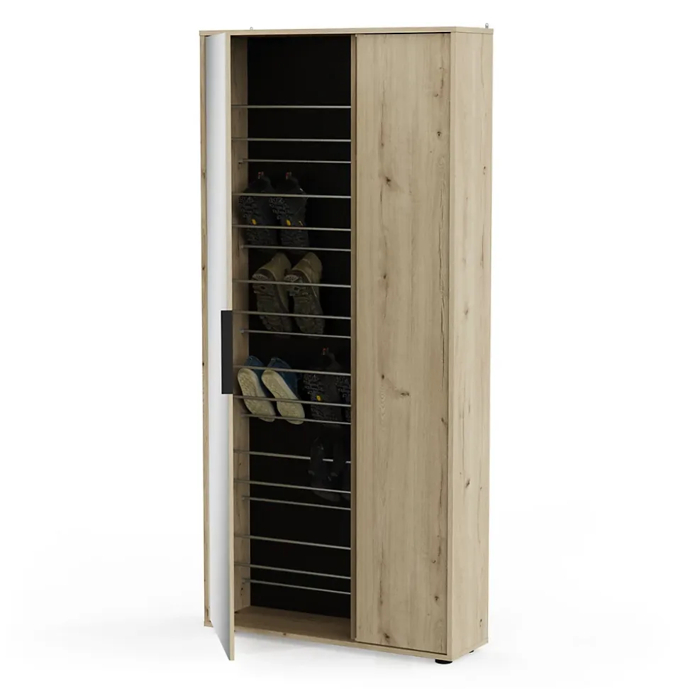 Armoire à chaussures 2 portes et 1 miroir L82,8 cm - EBONY
