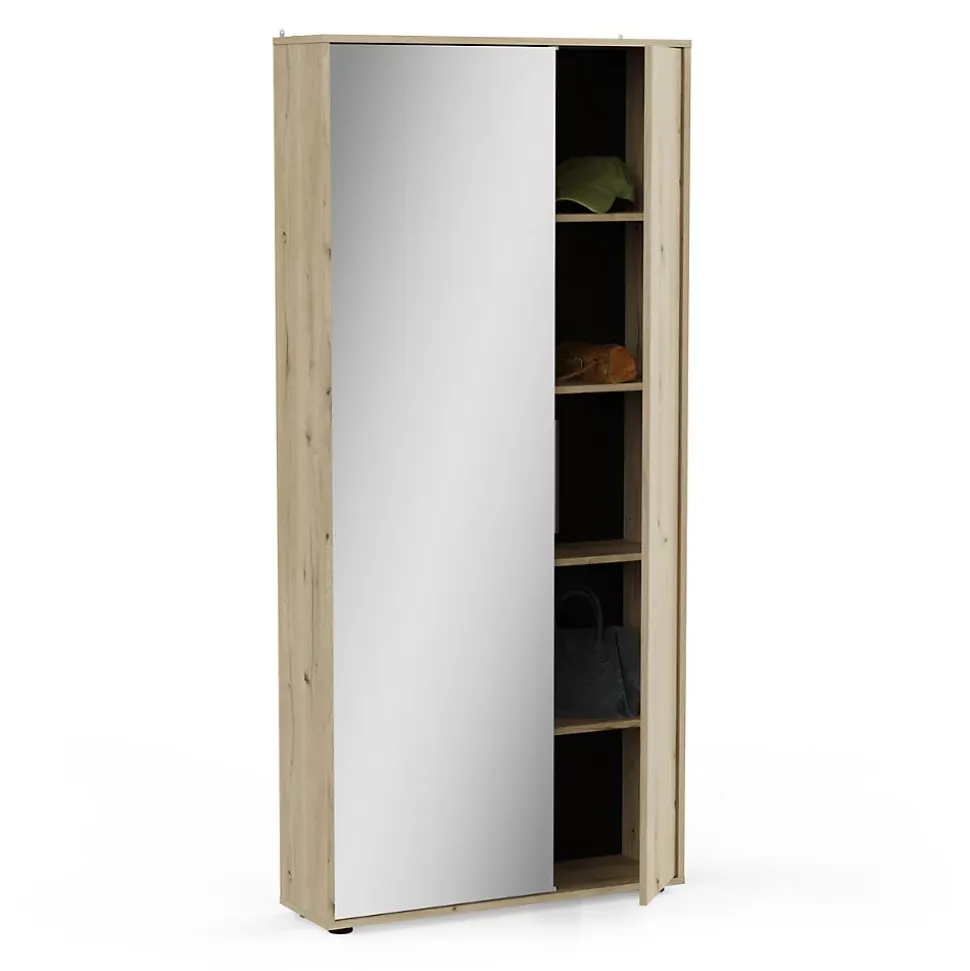 Armoire à chaussures 2 portes et 1 miroir L82,8 cm - EBONY