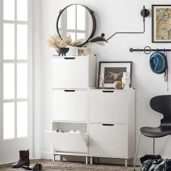 Armoire à chaussures 3 portes abattants, FSR151-H-W, SoBuy