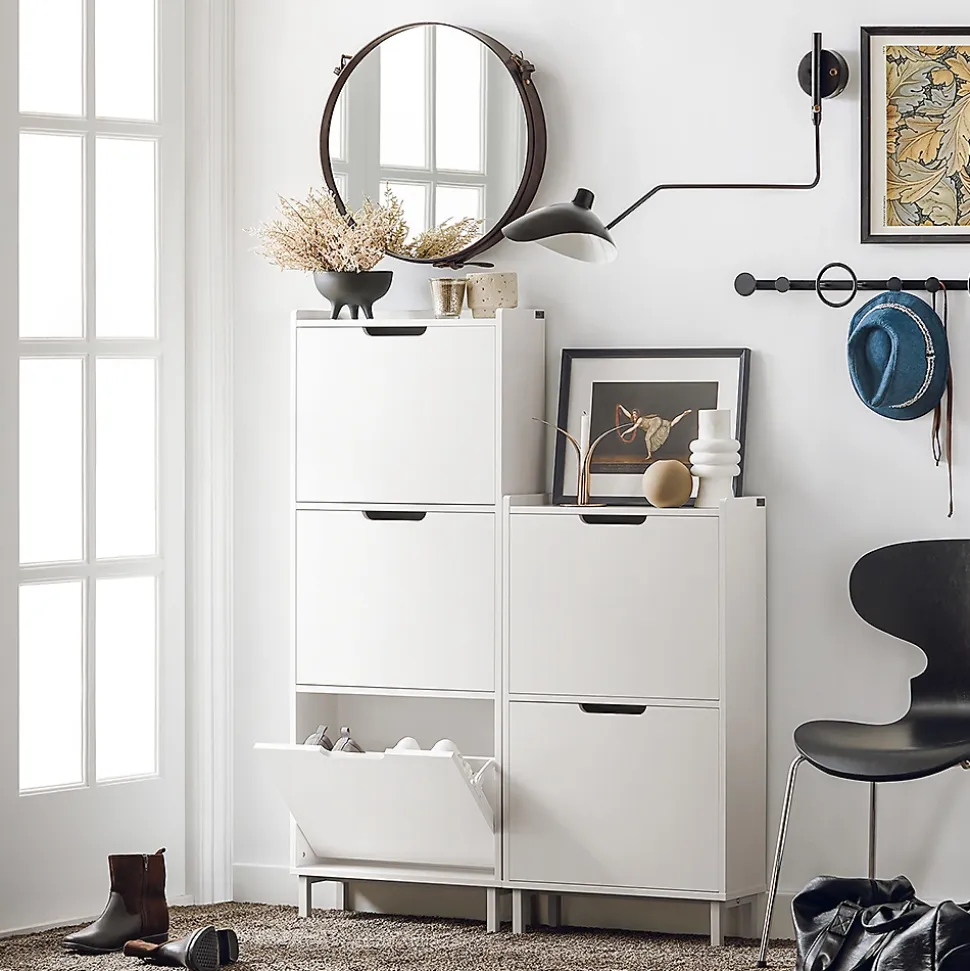 Armoire à chaussures 3 portes abattants, FSR151-H-W, SoBuy