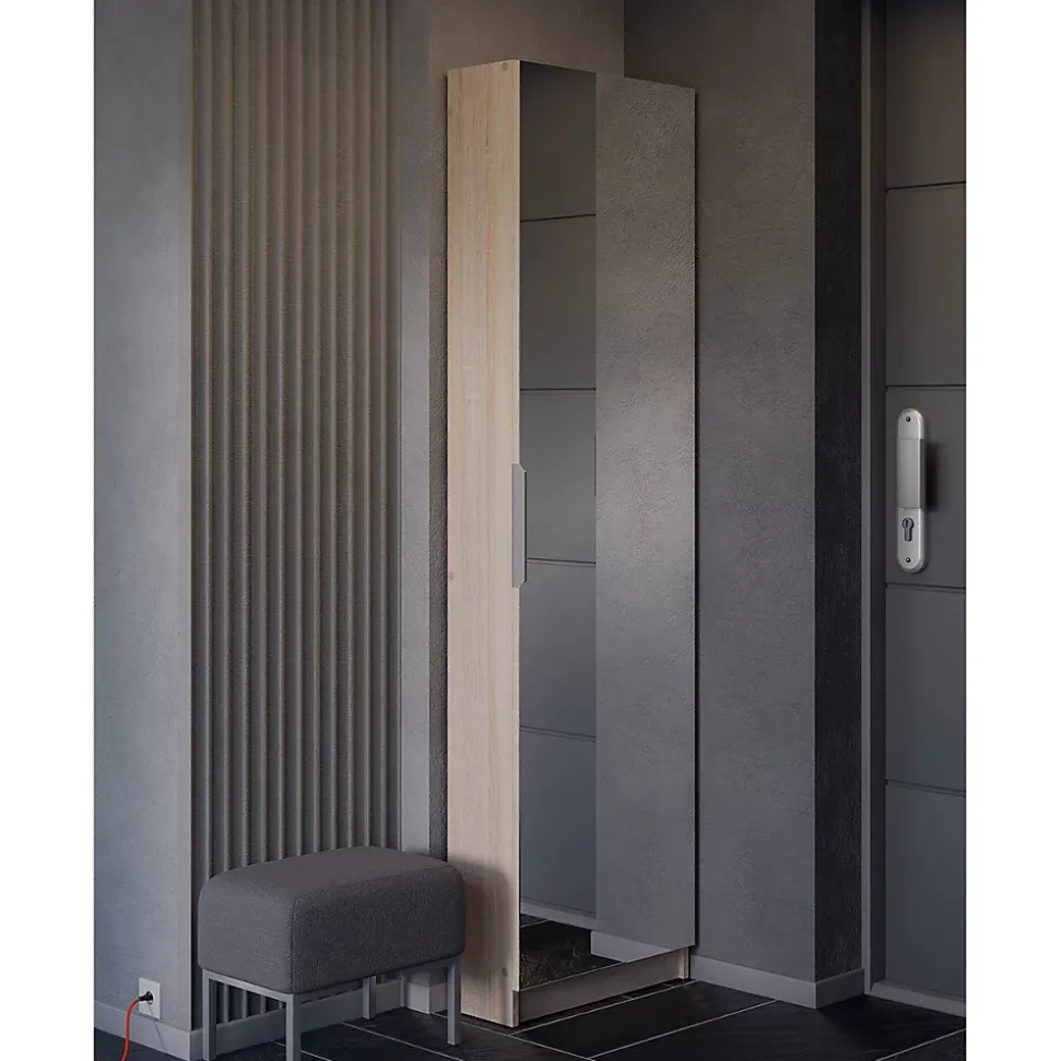 Armoire à Chaussures 1 Porte Miroir L50 cm - Zapatero