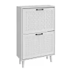 Armoire à chaussures avec tiroirs en rotin faits main, armoire à chaussures indépendante avec pieds en bois massif