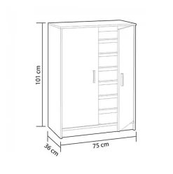 Armoire à Chaussures avec 2 portes coloris blanc - hauteur 101 x profondeur 36 x largeur 75 cm