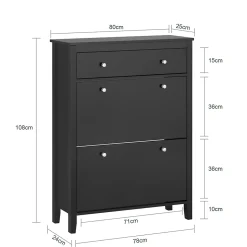 Armoire à Chaussures Commode à Chaussure 2 abattants Un Grand Tiroir, FSR89-SCH, SoBuy